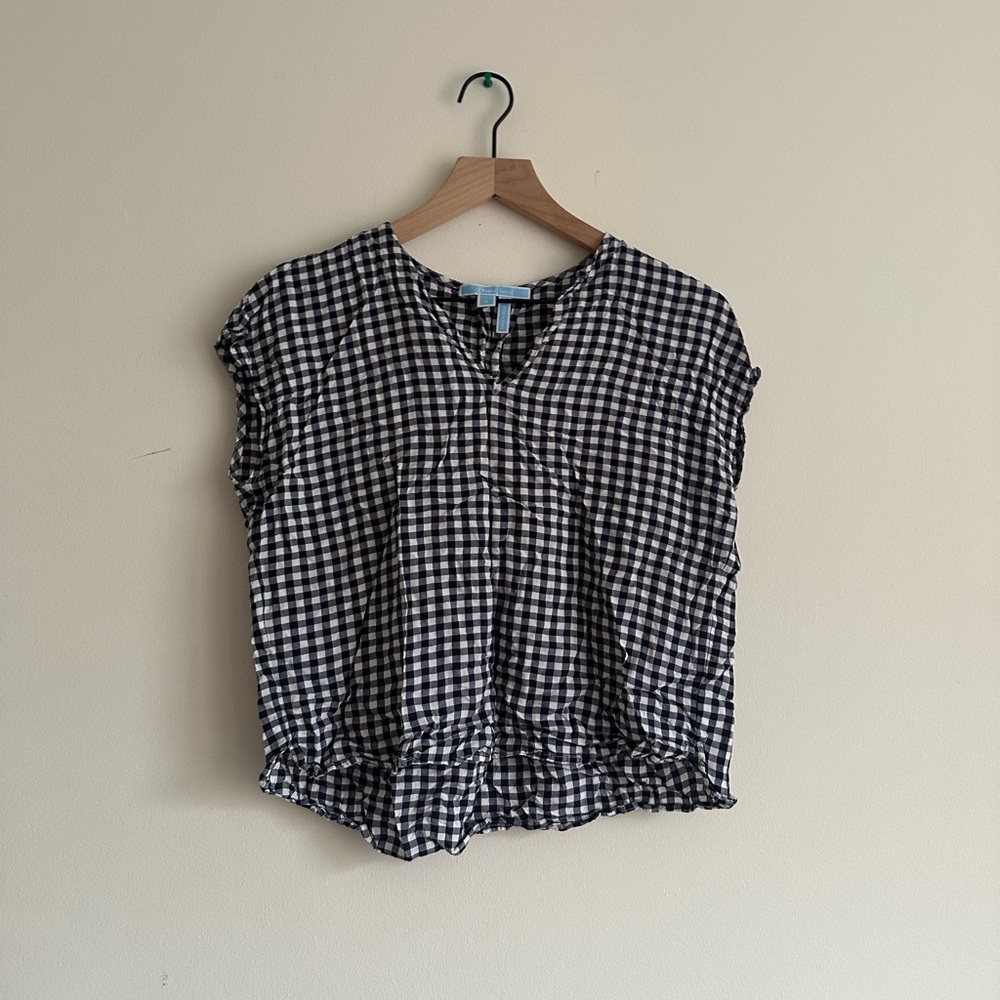 Draper James Black and White Gingham Blouse